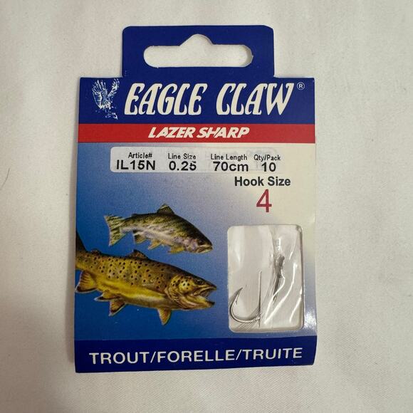 Eagle Claw LOT OF 14 (140 Hooks) Lazer Sharp & Trout Roach Hook Asst Packs of 10 - Picture 6 of 6